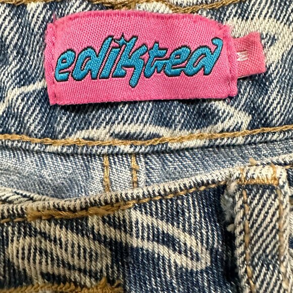 Edikted Cropped Denim Jacket & Malia Printed Wide Leg Jeans Streetwear - Picture 12 of 16